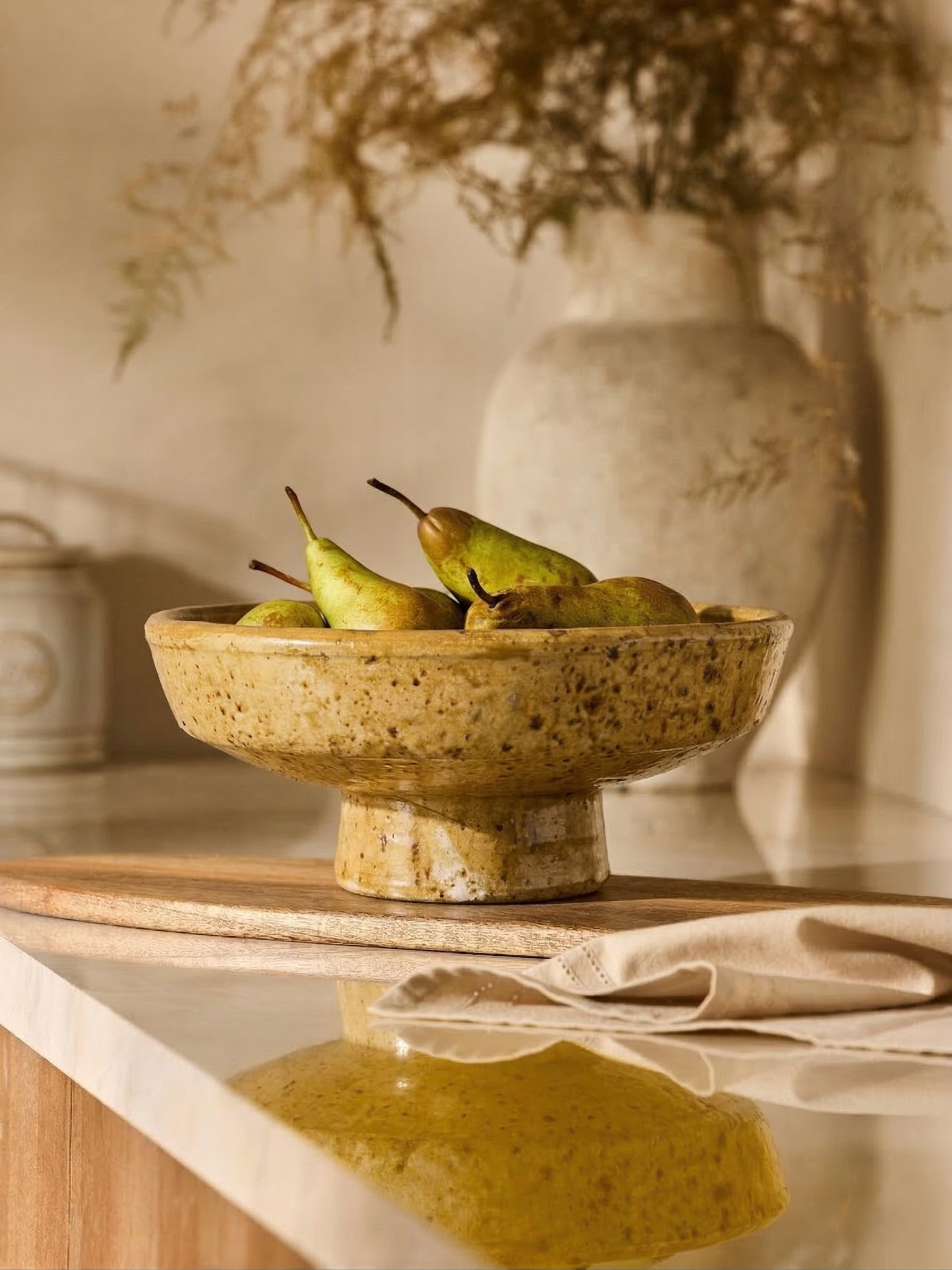 Tamegroute Bowl on stand Ø23 cm, Olive