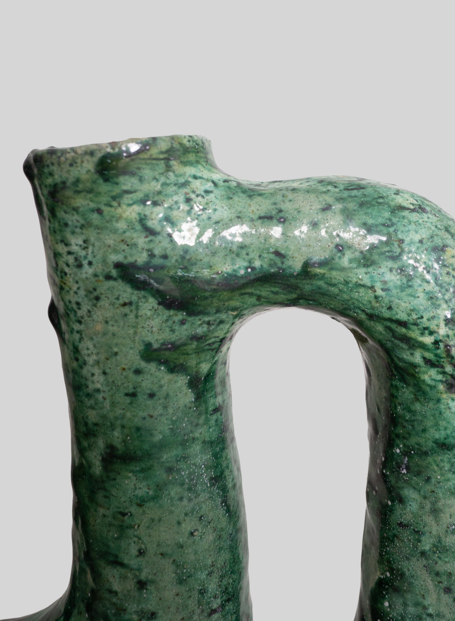 Tamegroute Glazed Asymmetric Sculptural Vase H40 cm, Green