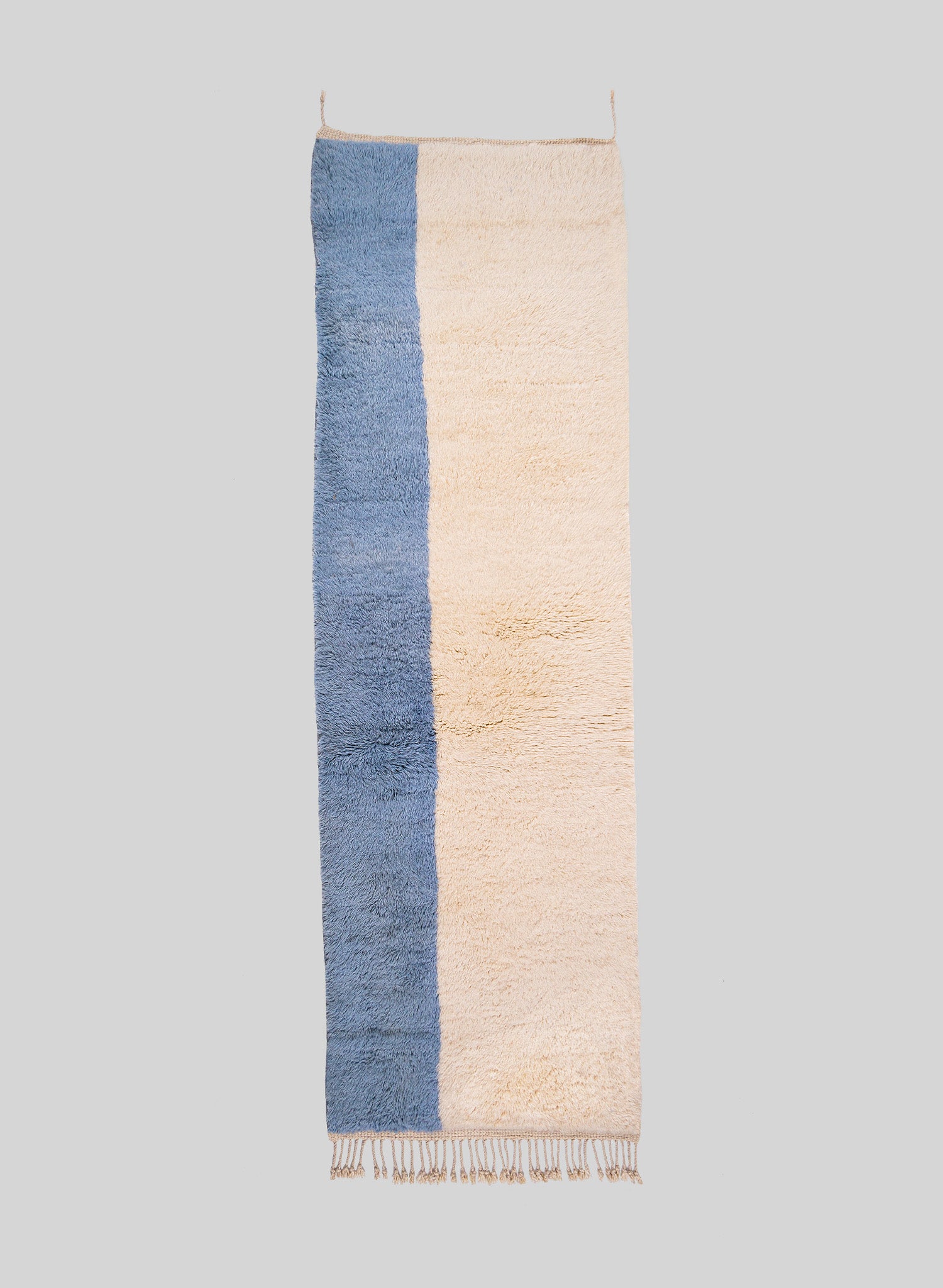 Cornflower Wool Runner 300x90 cm, Natural wool-Dusty cornflower