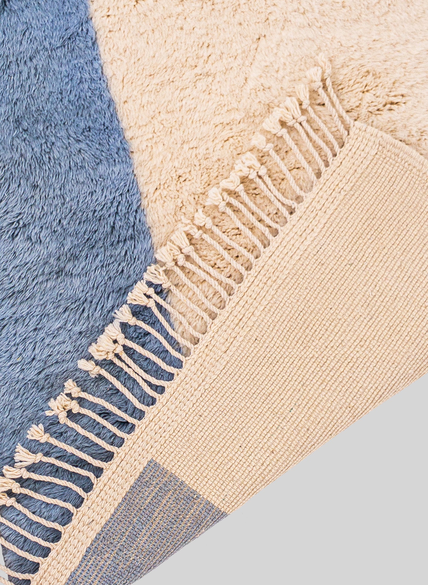 Cornflower Wool Runner 300x90 cm, Natural wool-Dusty cornflower