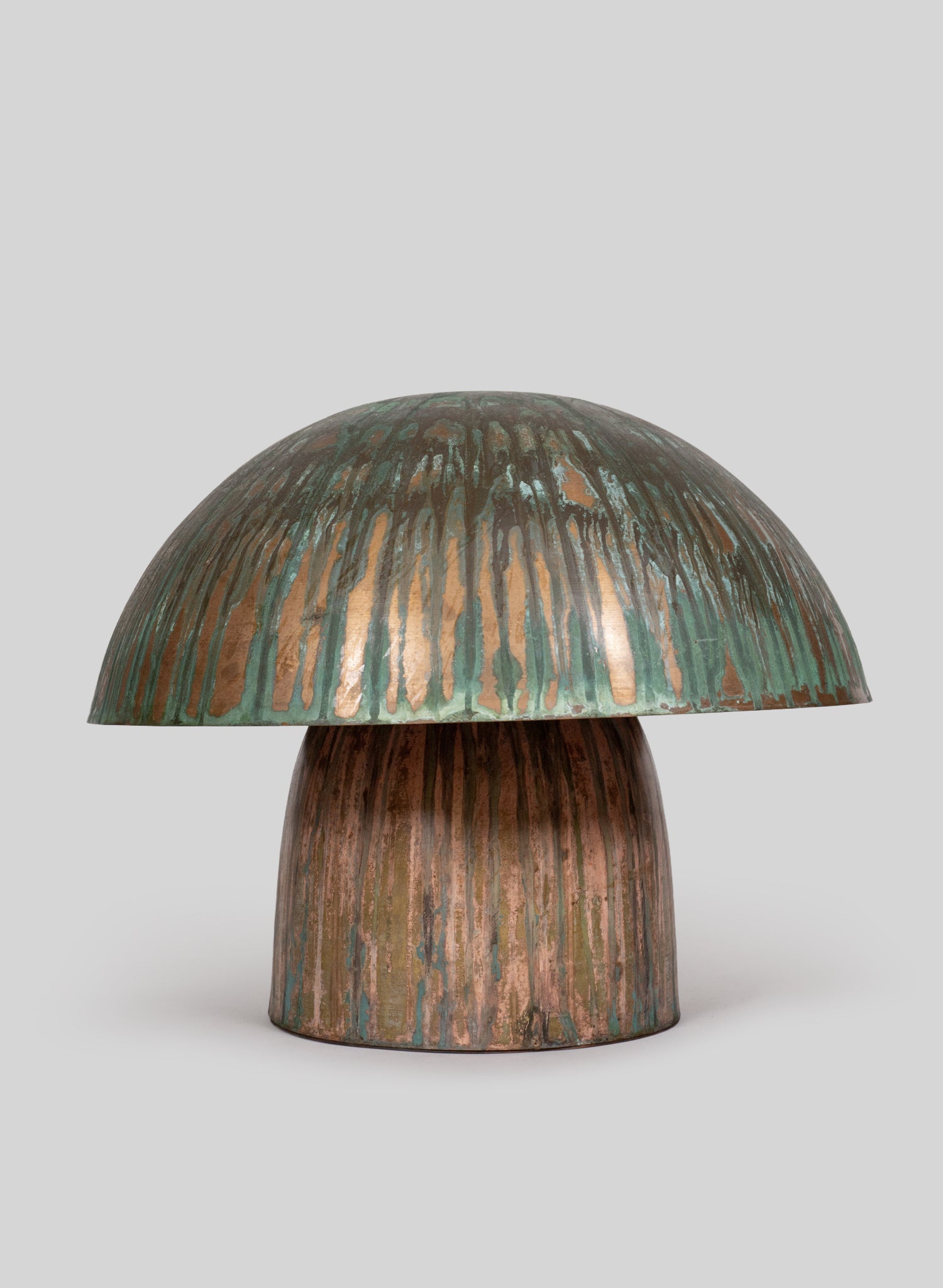 Mushroom Copper Lamp H40 cm, Patina