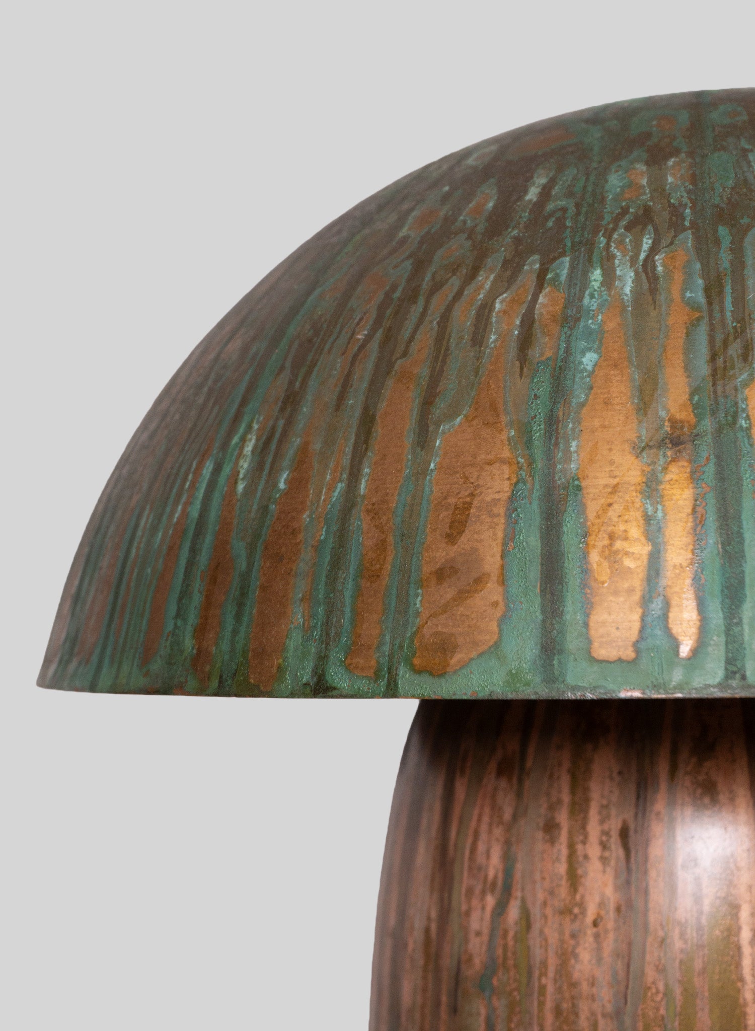 Mushroom Copper Lamp H40 cm, Patina