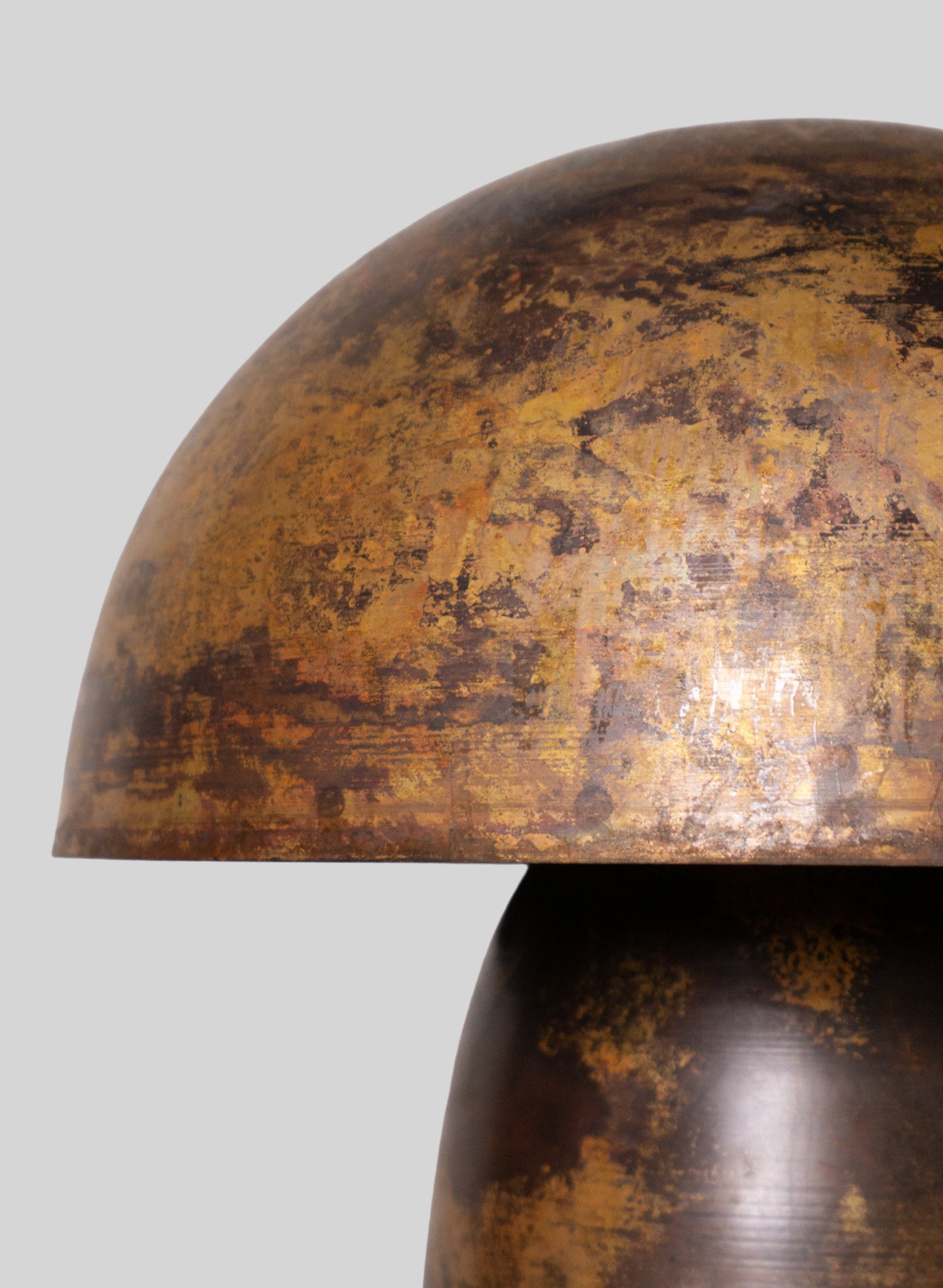 Mushroom Copper Lamp H30 cm, Patina