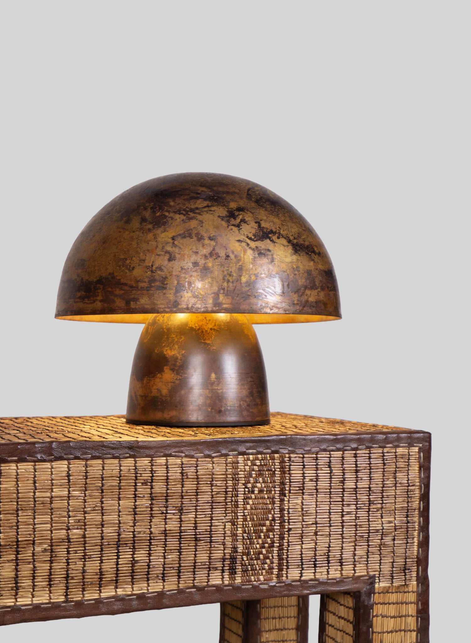 Mushroom Copper Lamp H30 cm, Patina