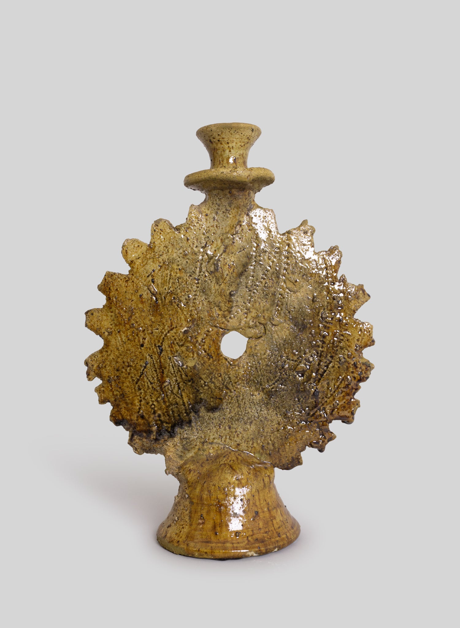 Sun-Shaped Candle Holder H32 cm, Olive