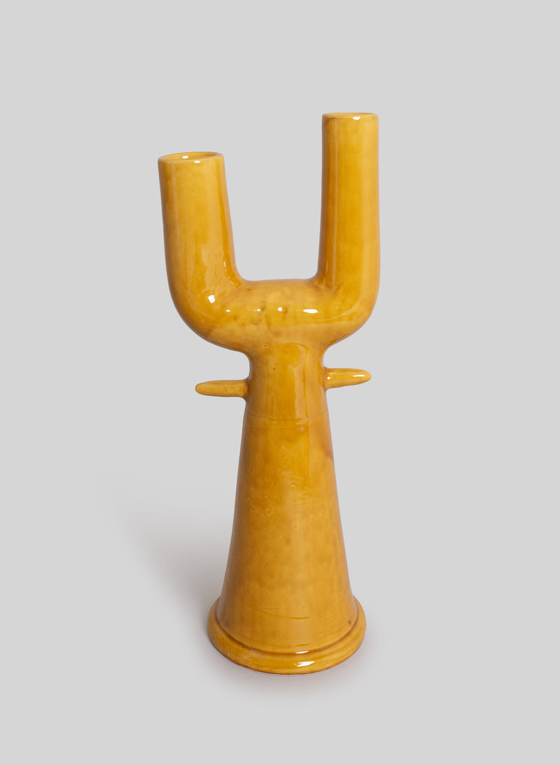 Tamegroute Glazed Sculptural Vase H60 cm, Amber