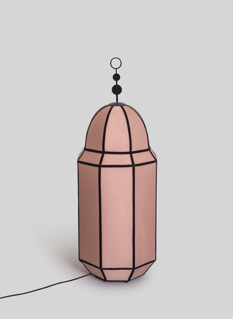 Wooden Frame Lantern Lamp, Pink