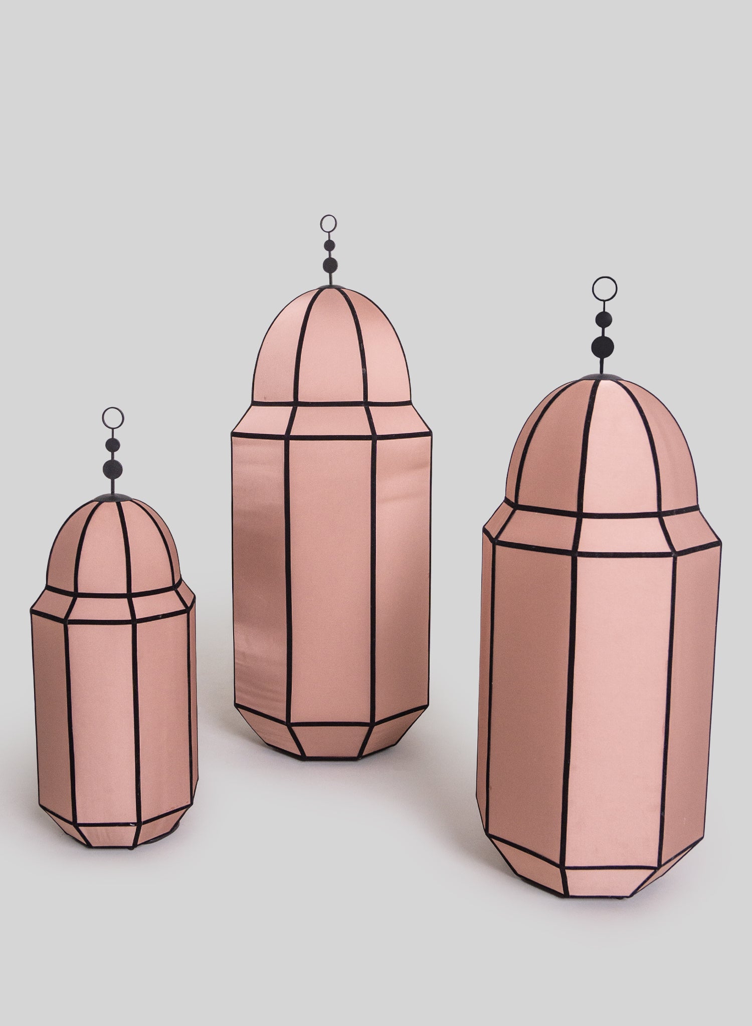 Wooden Frame Lantern Lamp, Pink