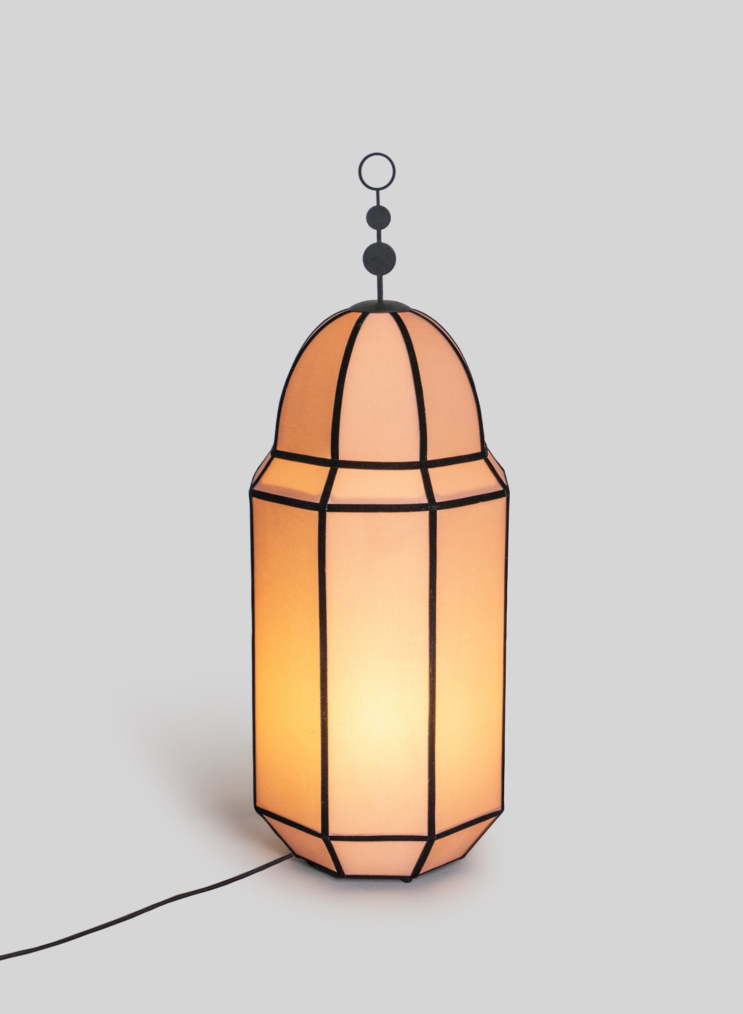 Wooden Frame Lantern Lamp, Pink