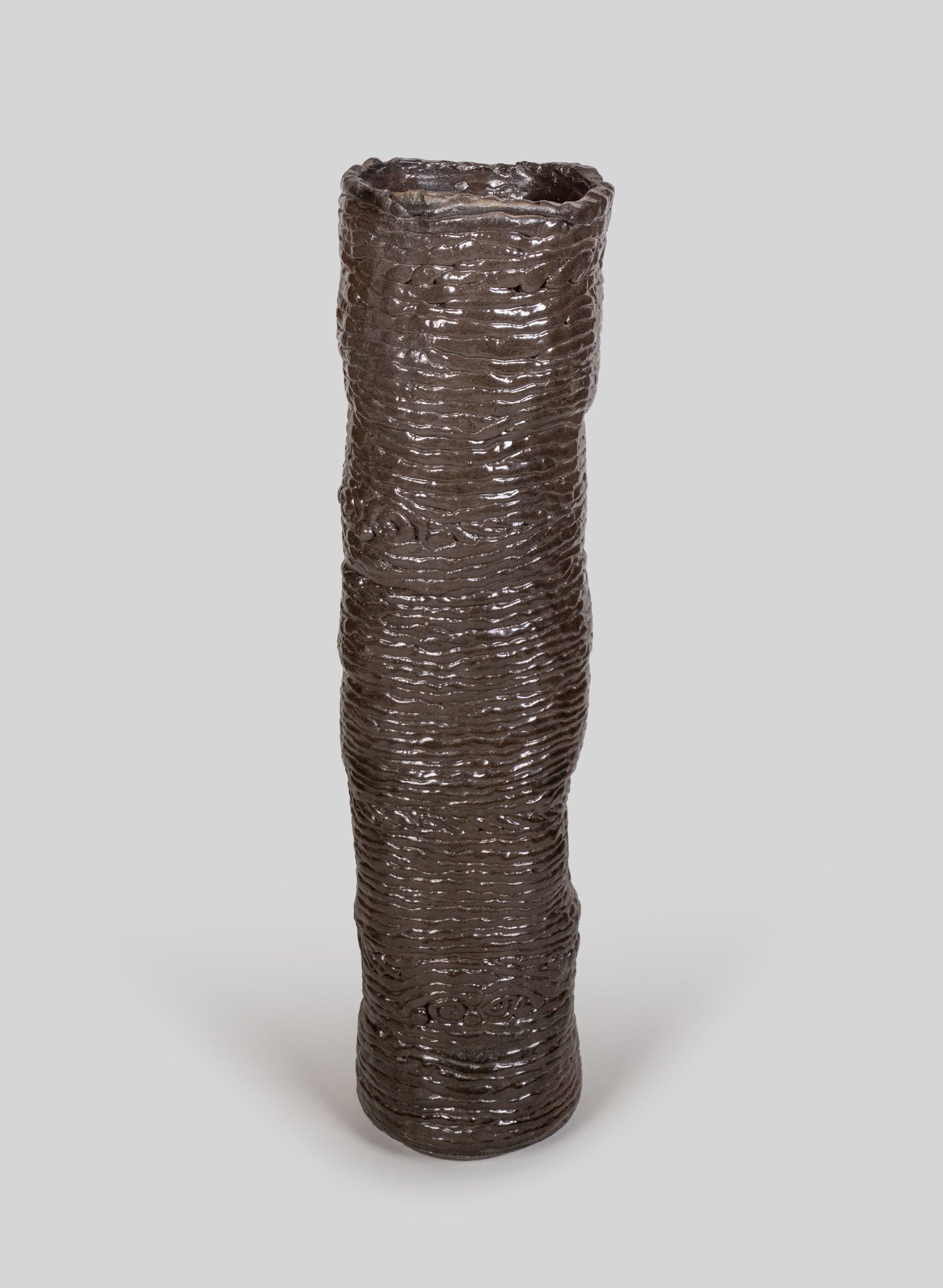 Plaster Glazed Floor Vase H120 cm, Brown