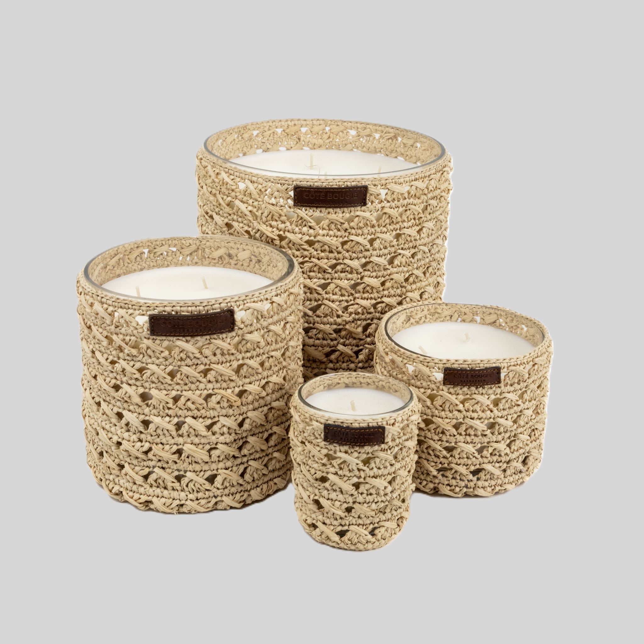 Zina Rafia-Wrapped Scented Candle, Oriental Fragrance