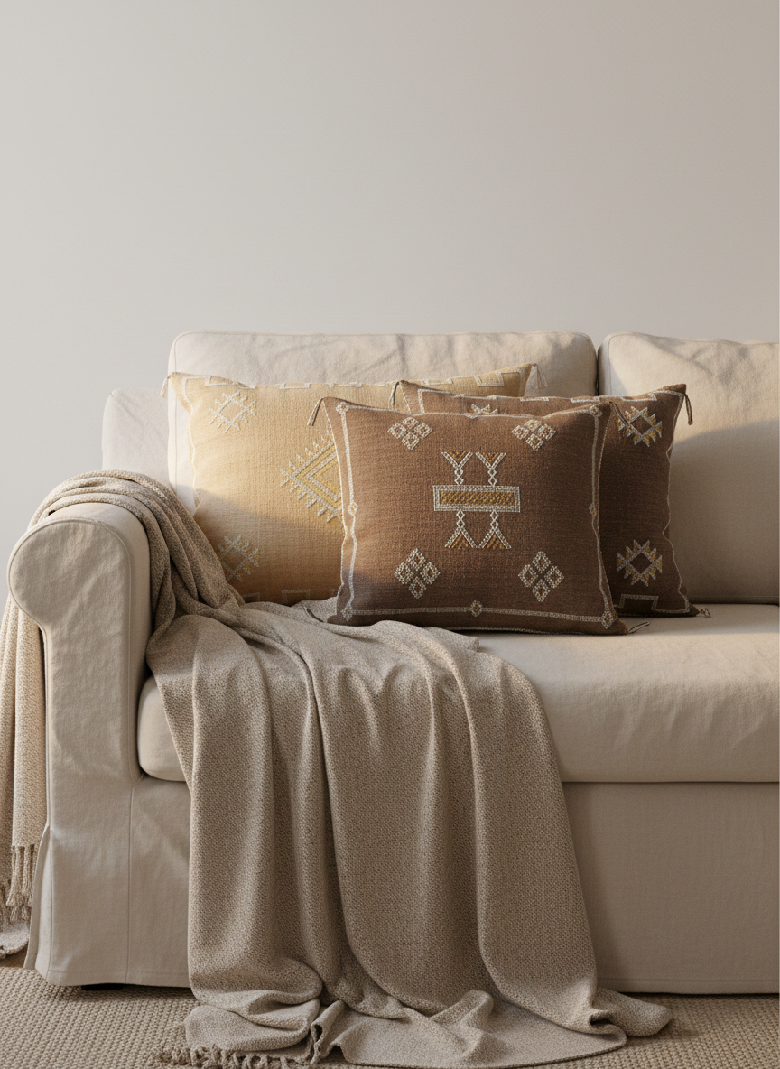 Clay Sabra Cushion 90x50 cm, Golden brown