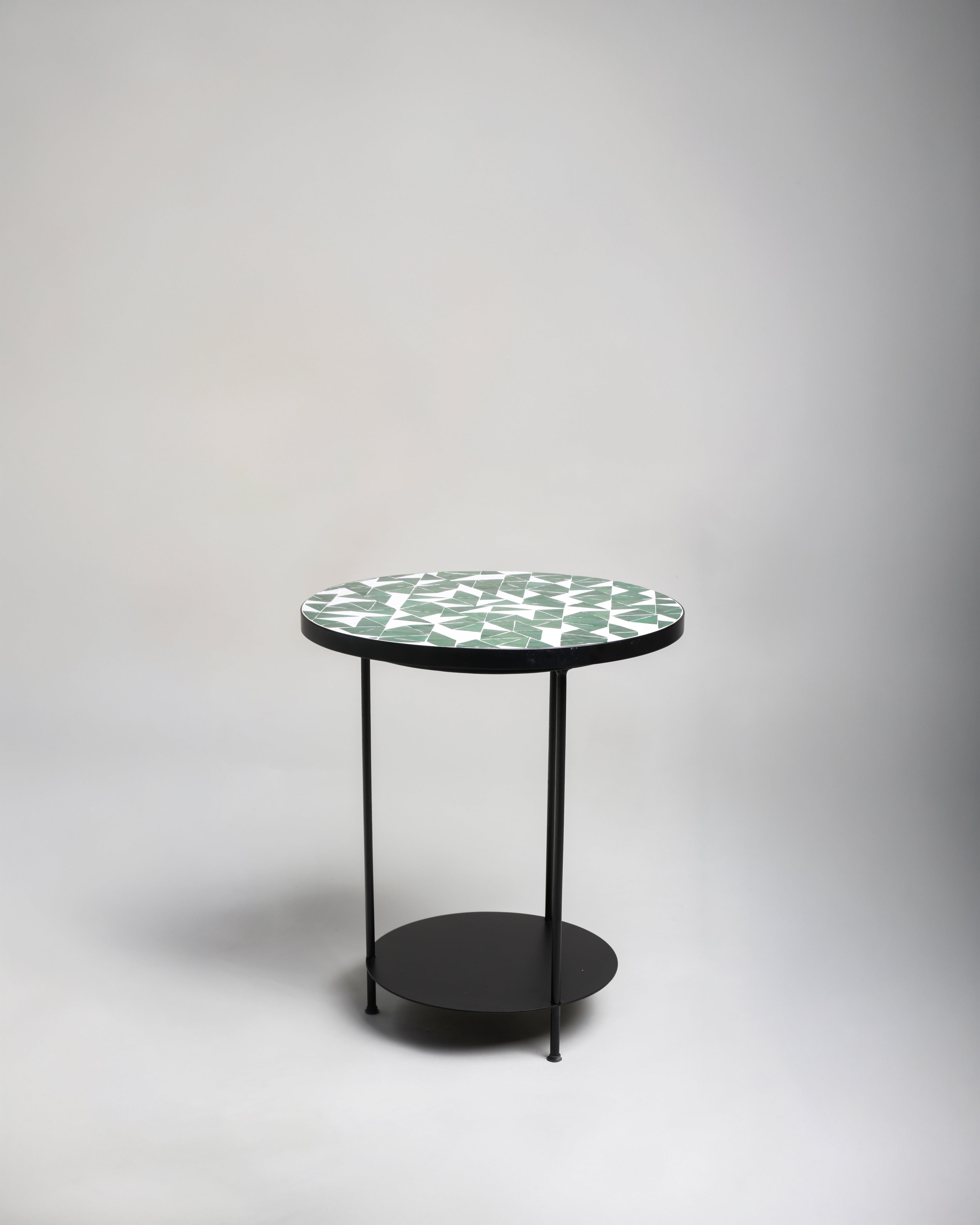 Ligna Disc Origami Side Table, Pine Green-White