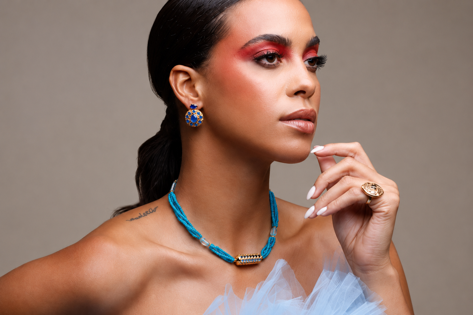 Silyas Earrings, Blue Agate Gemstones