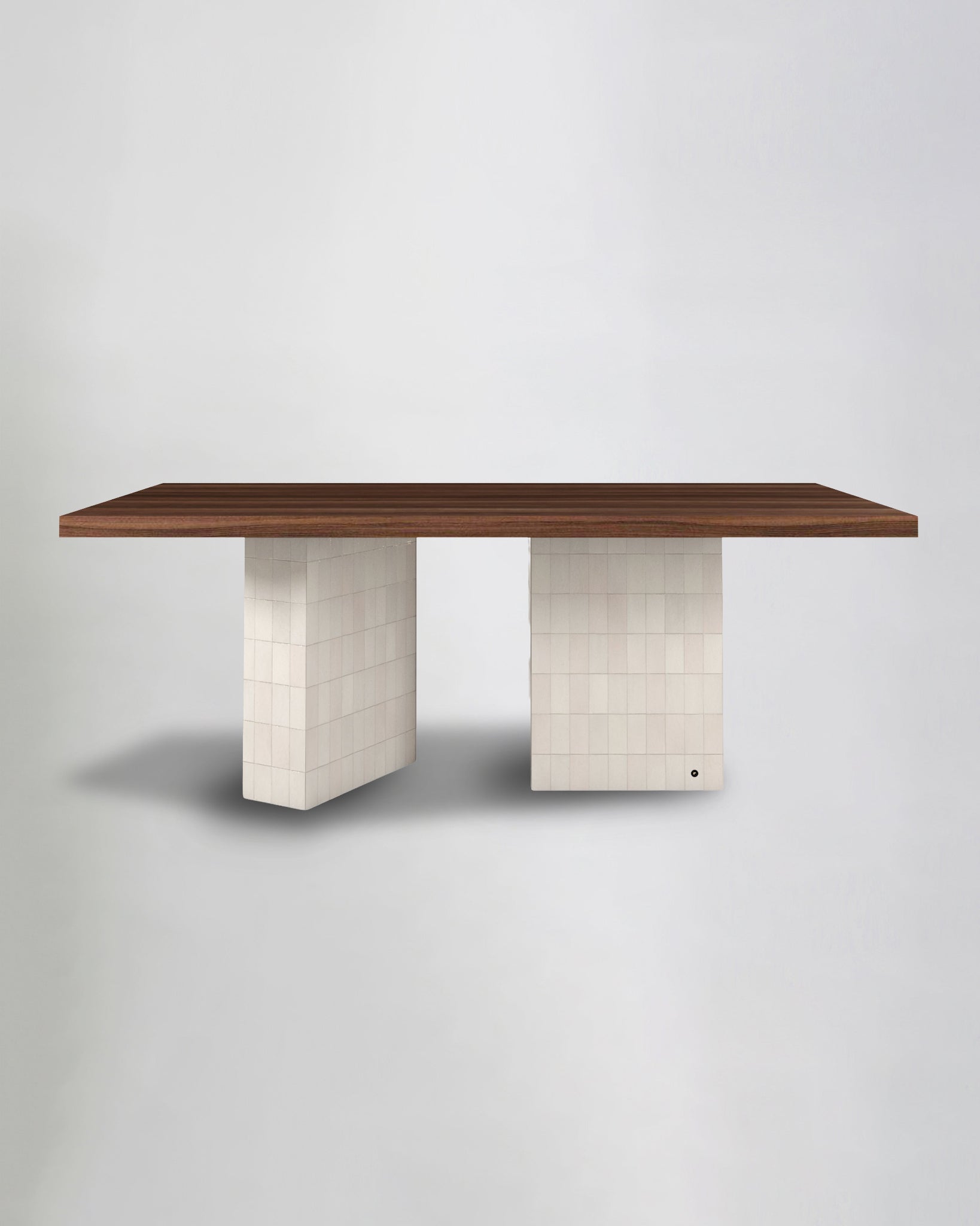 TD 13 Dining Table, White zellige - Walnut wood