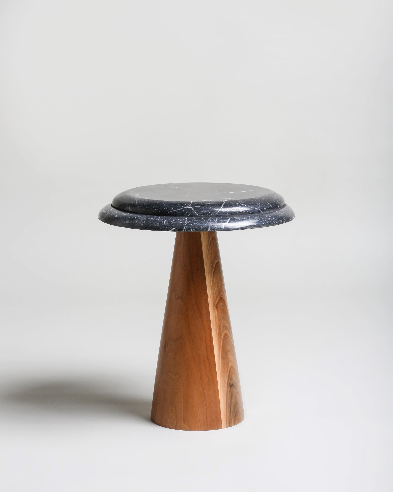 TS 11 Side Table, Black Khenifra marble - Walnut wood