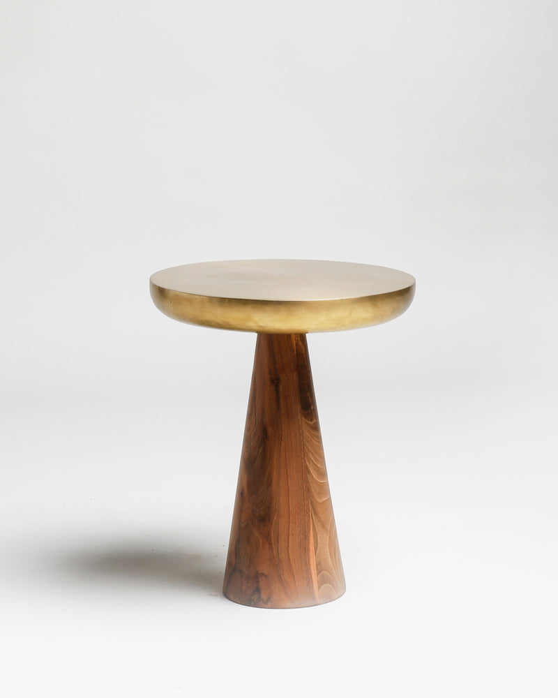 TS11 Side Table, Brass-Walnut wood