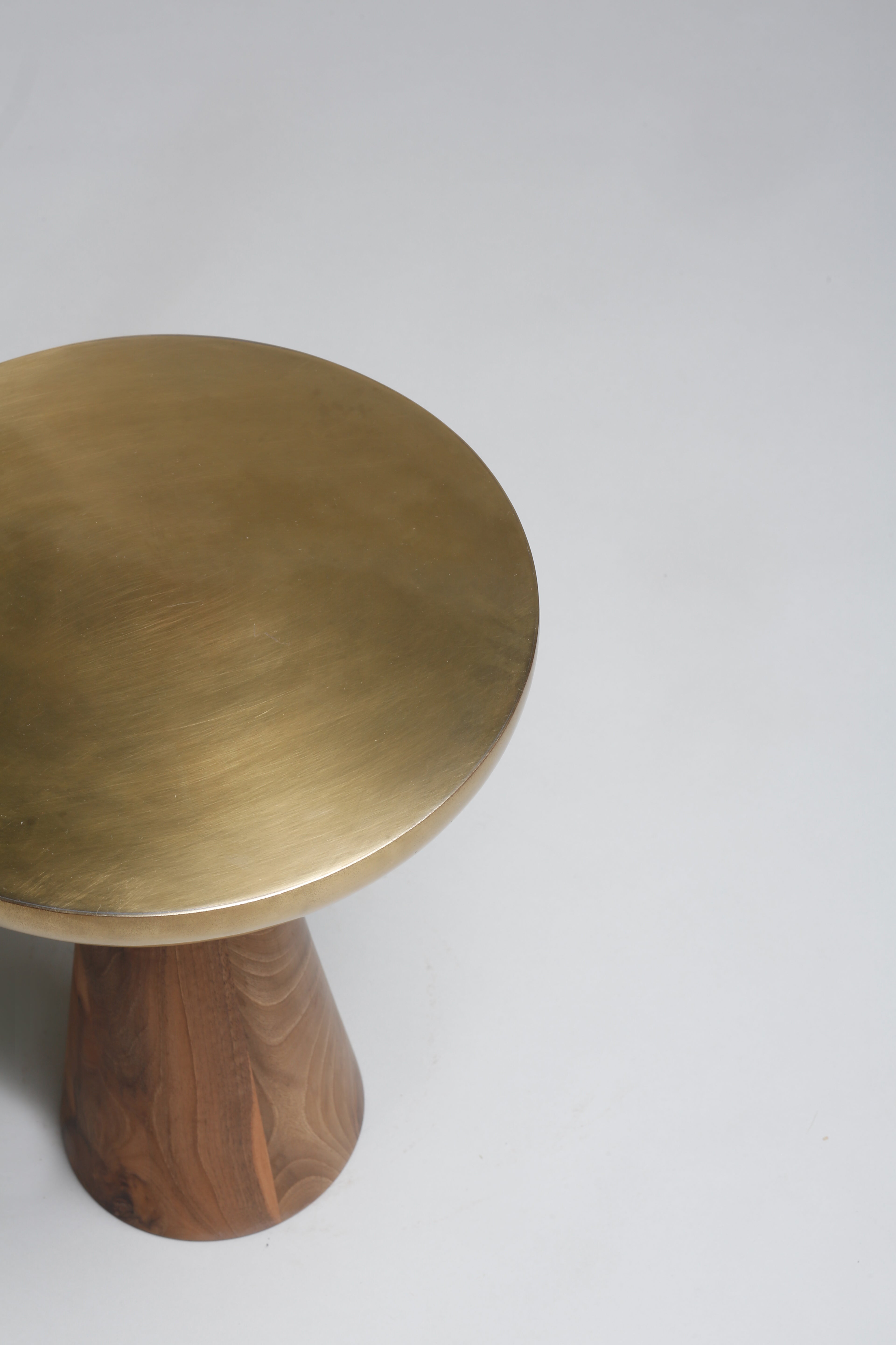 TS11 Side Table, Brass-Walnut wood