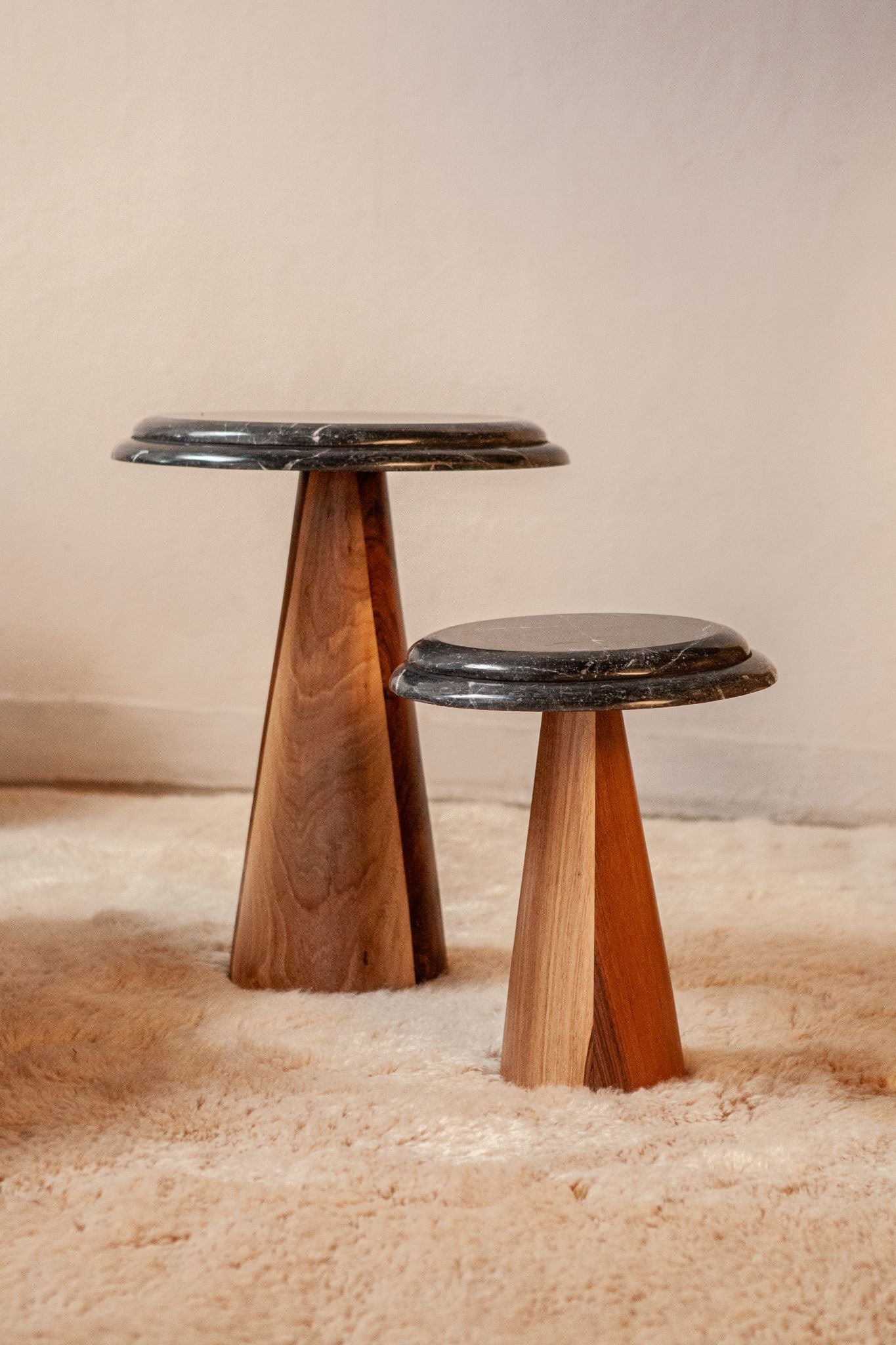 TS 11 Side Table, Black Khenifra marble - Walnut wood