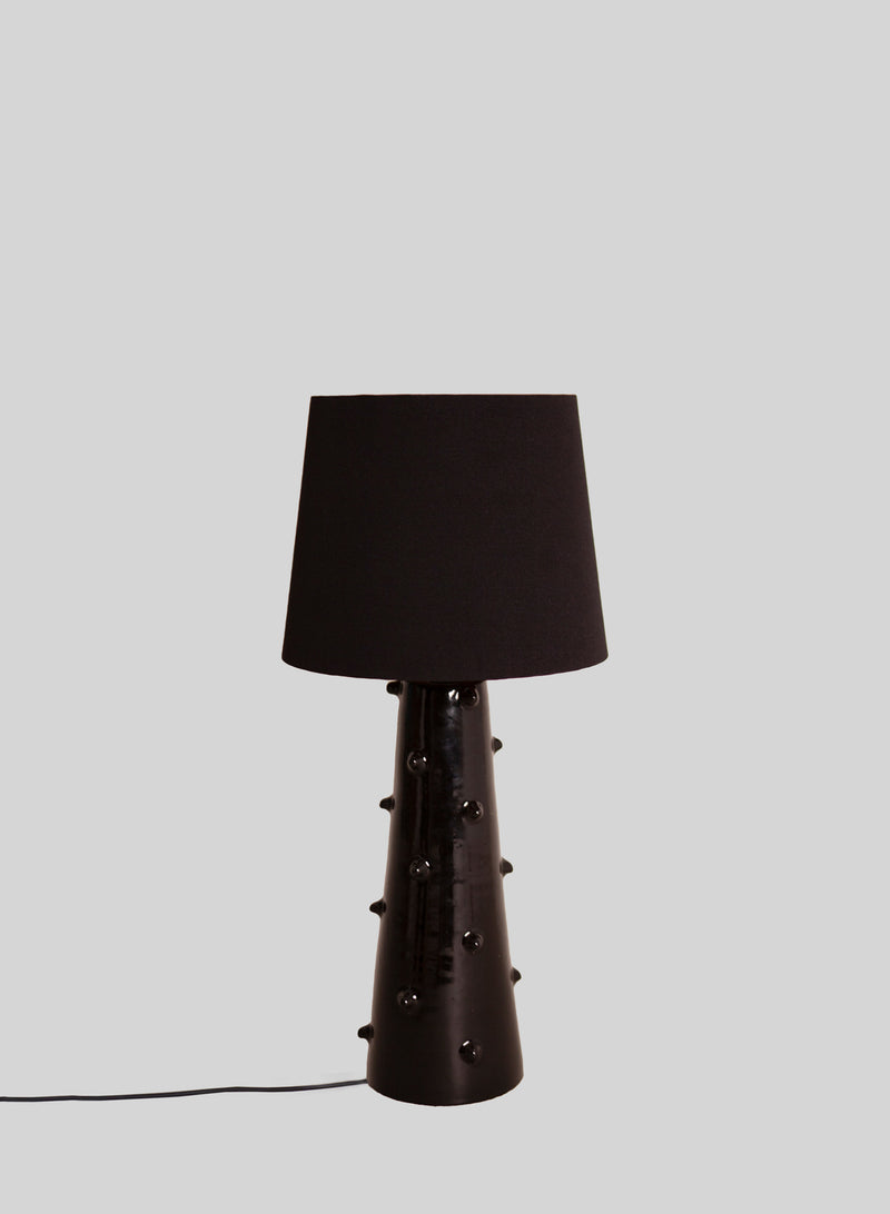 Ceramic Spiked Table Lamp, Black - Black