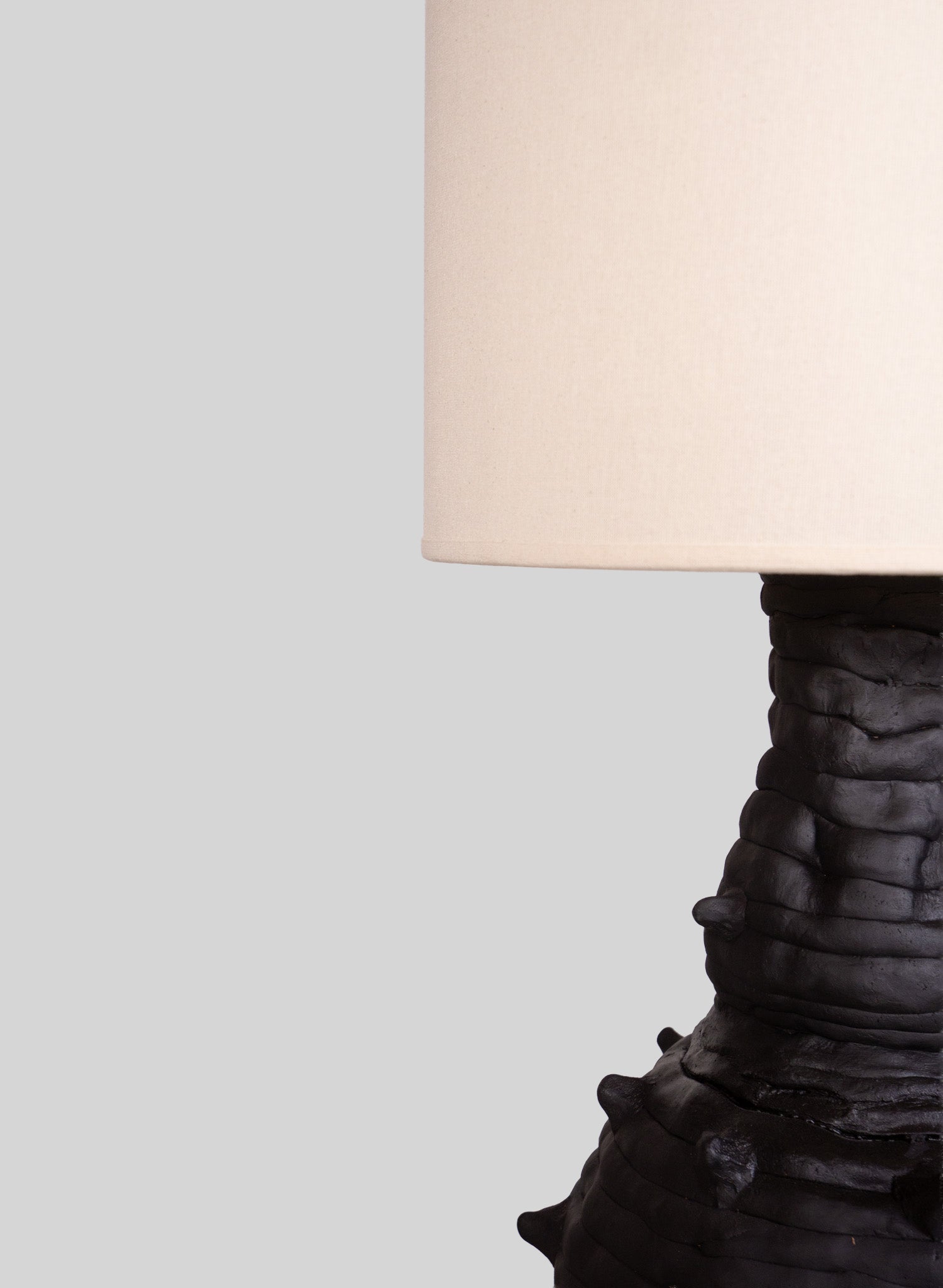 Scultptural Table Lamp H75 cm, Black plaster - White