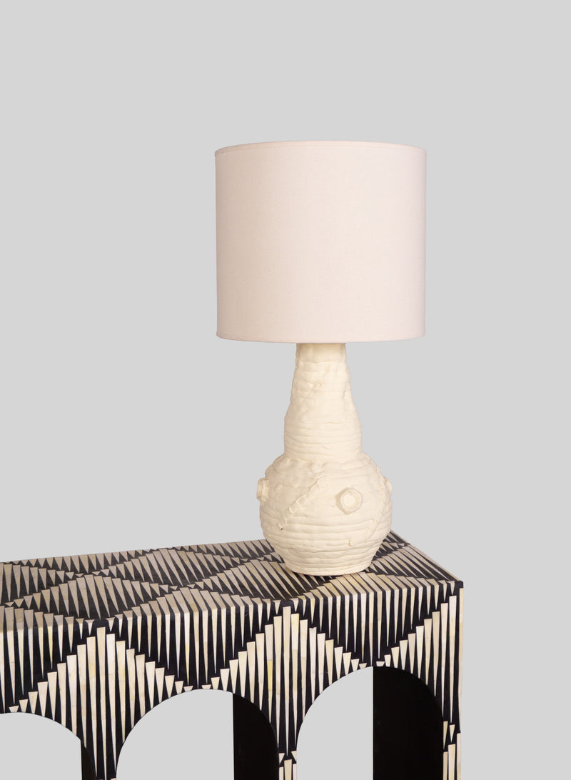 Sculptural Table Lamp H75 cm, White Plaster - White