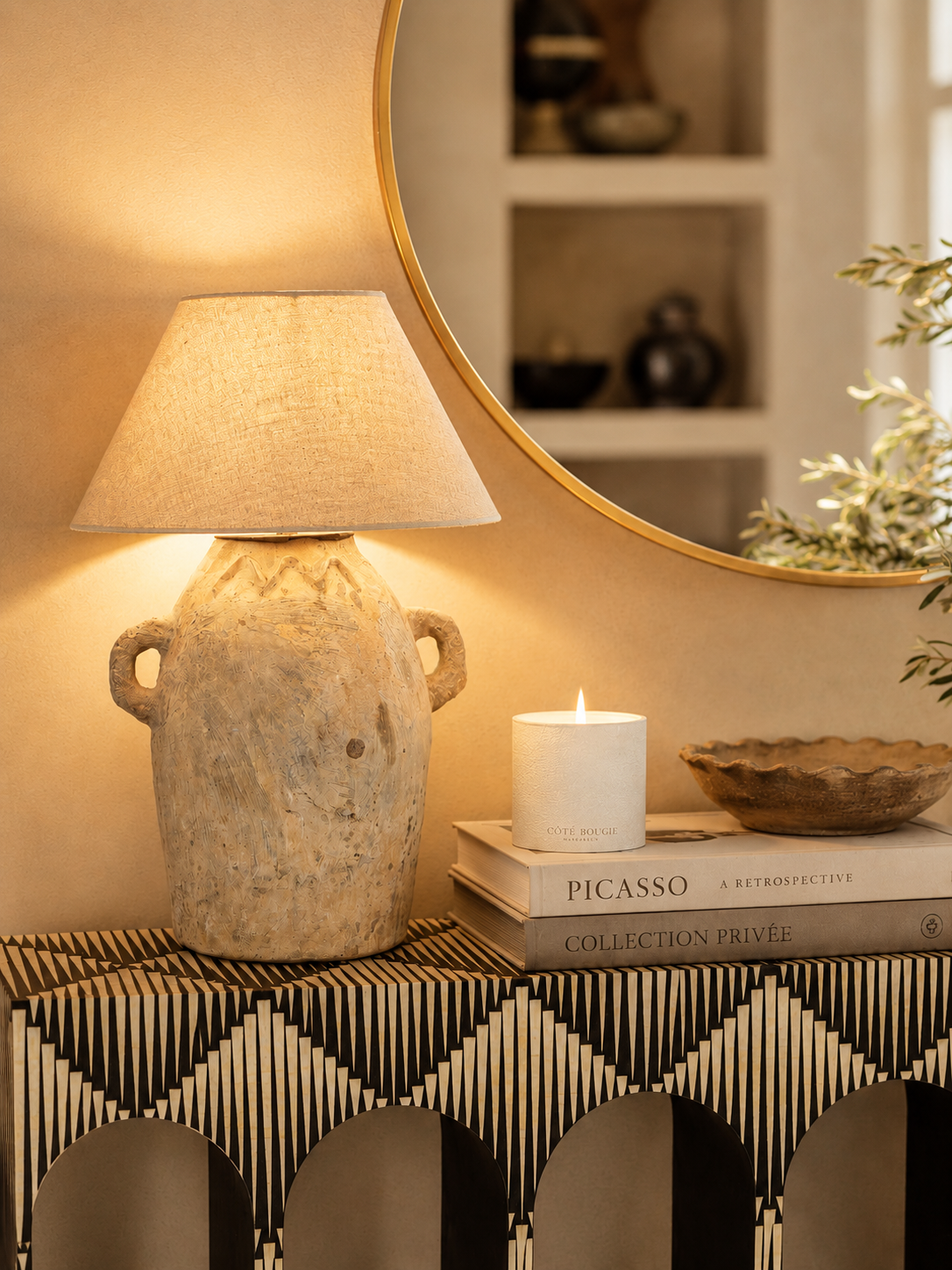 Tagine-Shaped  Scented White Candle, Skin Jibir (Ginger) fragrance