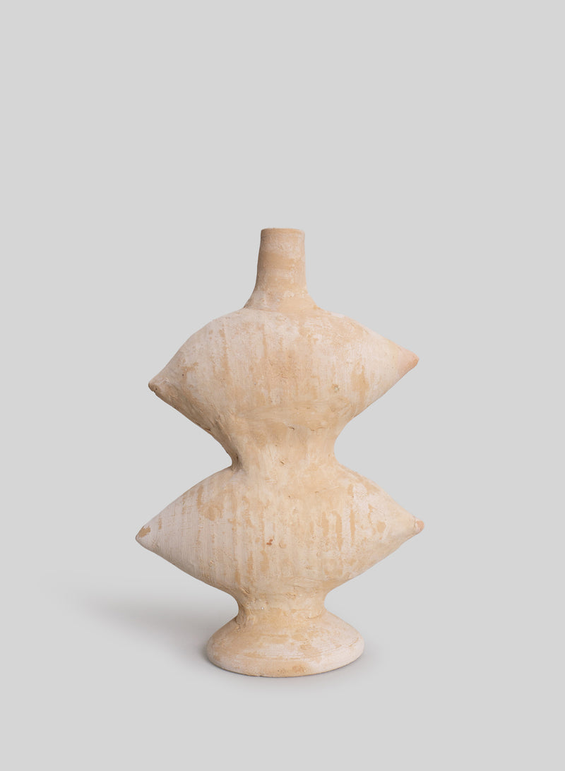 Tamegroute Double-Spike Vase H25 cm, Unglazed