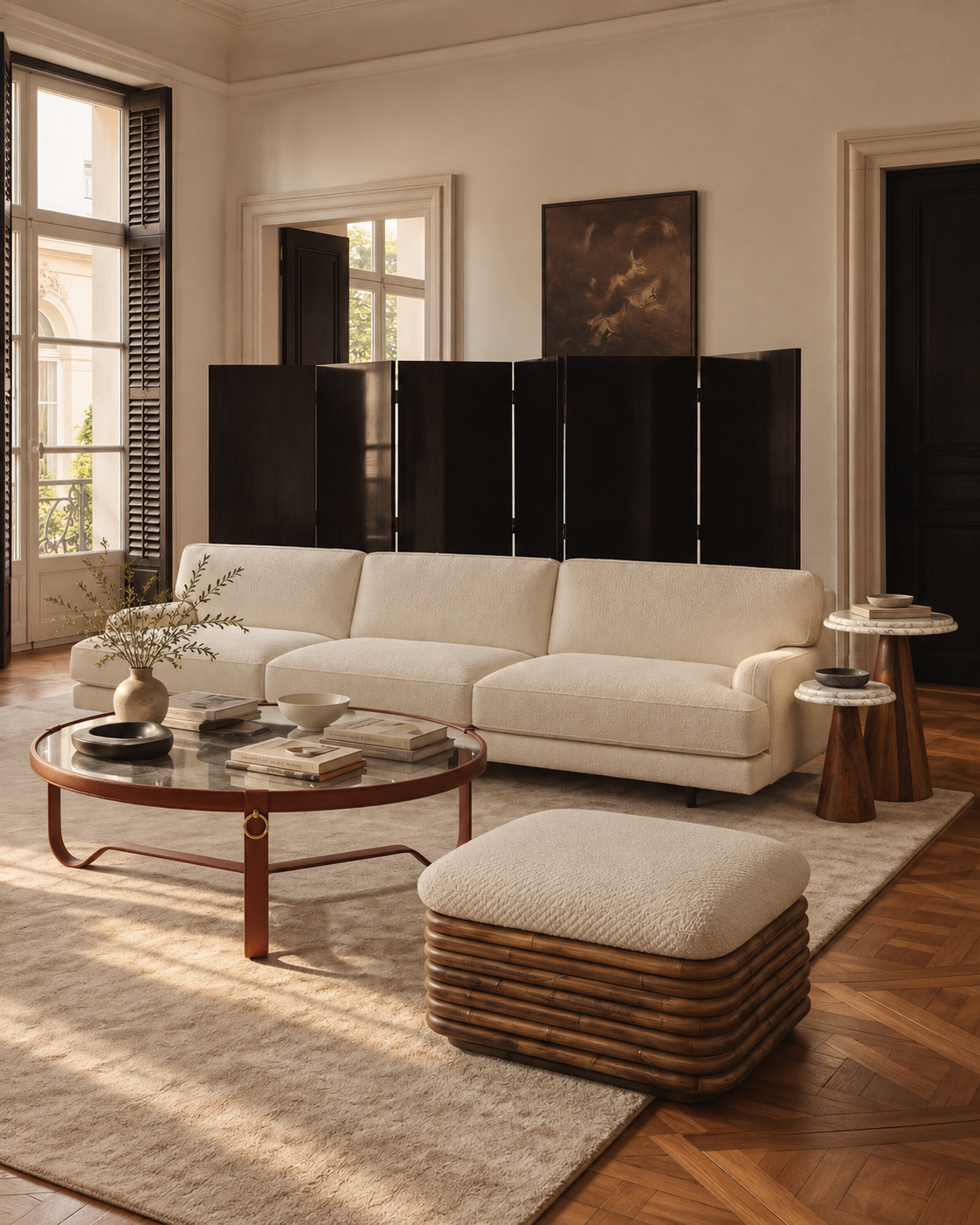 TS 11 Side Table, Grey Zayane Marble - Walnut wood