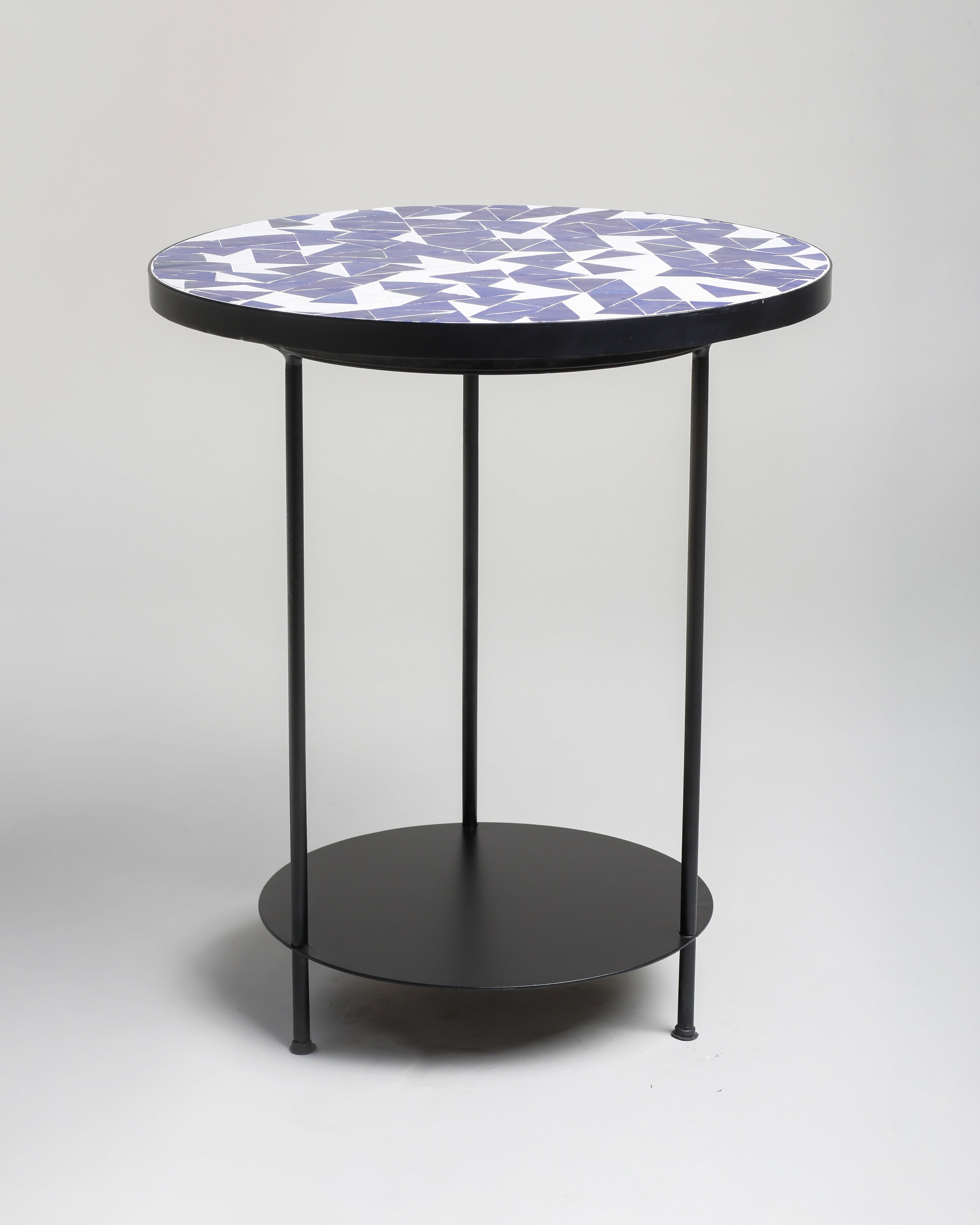 Ligna Disc Origami Side Table, Blue-White
