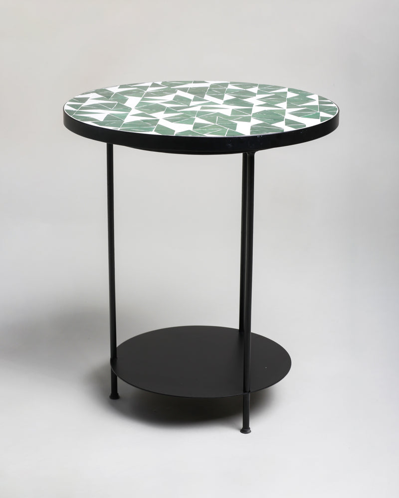 Ligna Disc Origami Side Table, Pine Green-White