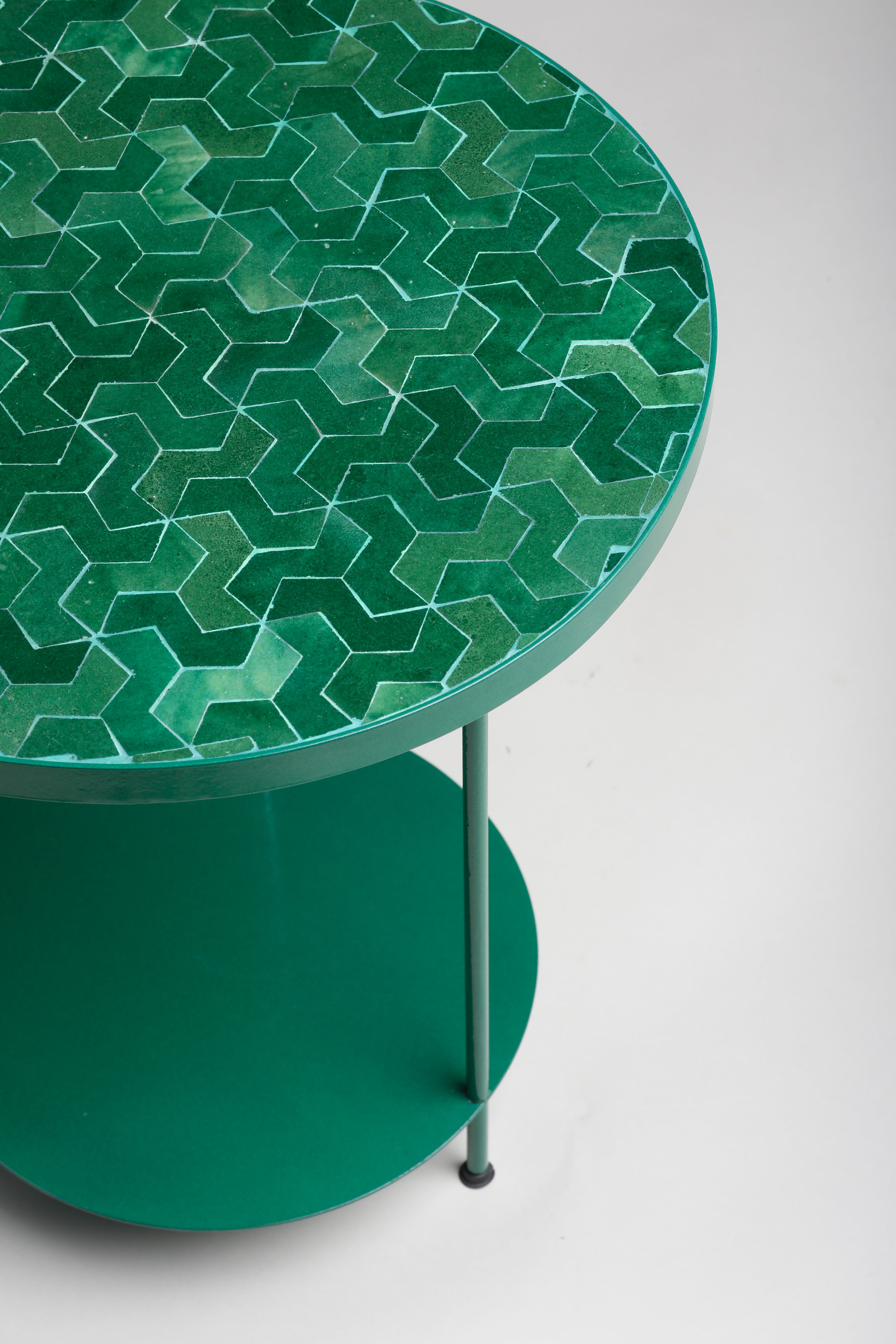 Ligna Disc Mono Side Table, Green pine