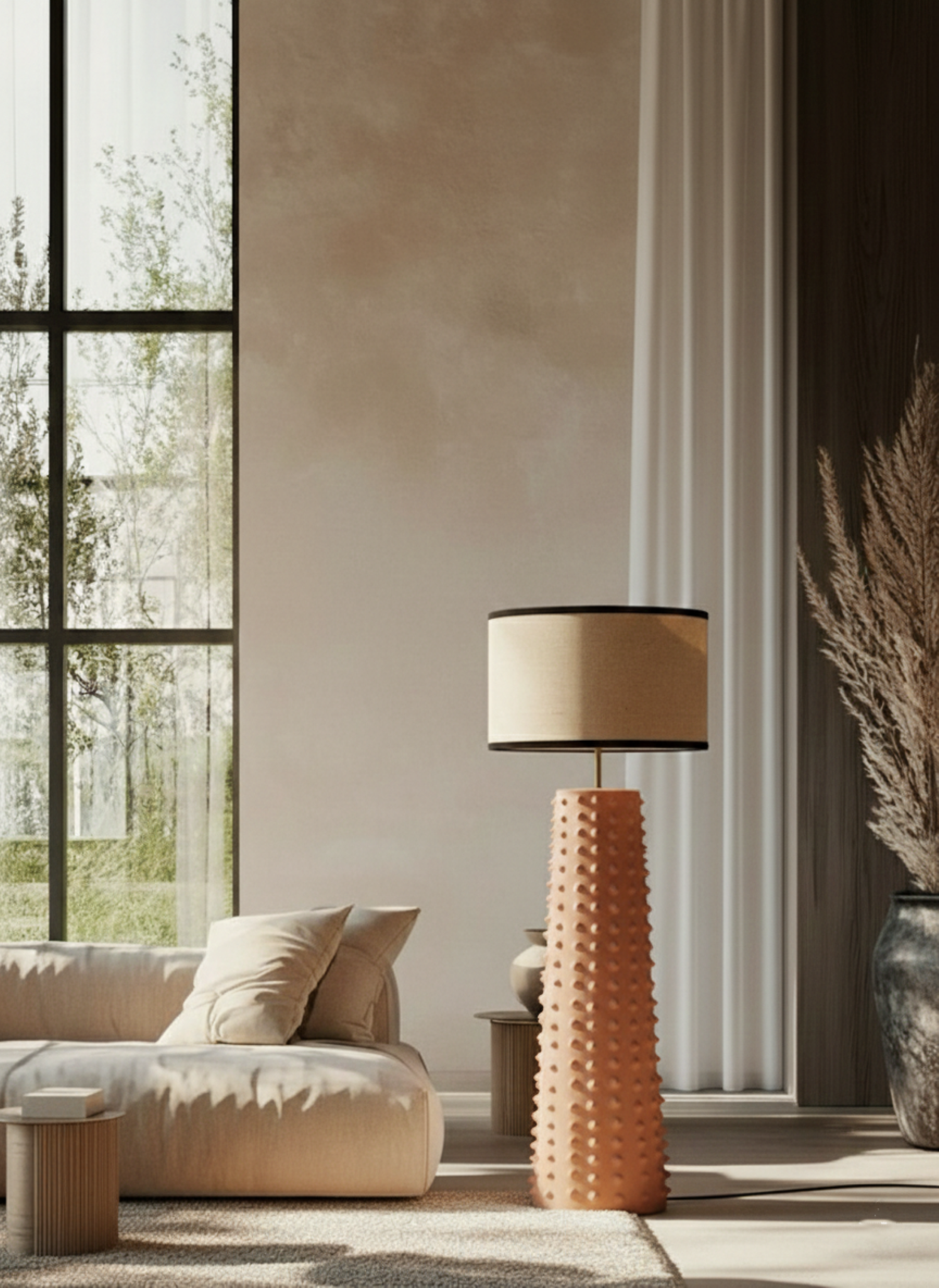 Cactus Floor Lamp, Natural Terracotta - Ecru