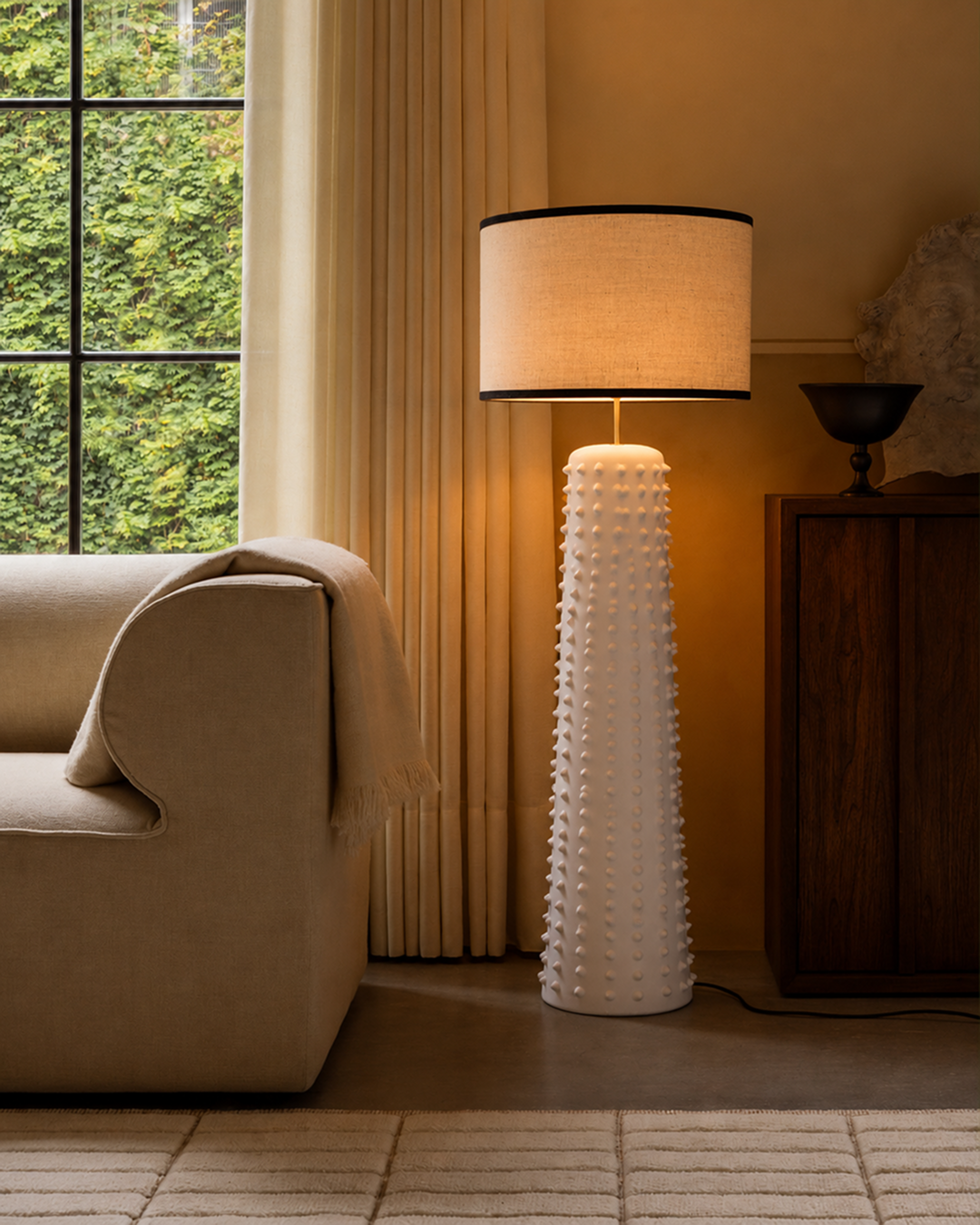 Cactus Floor Lamp, White Terracotta - Ecru